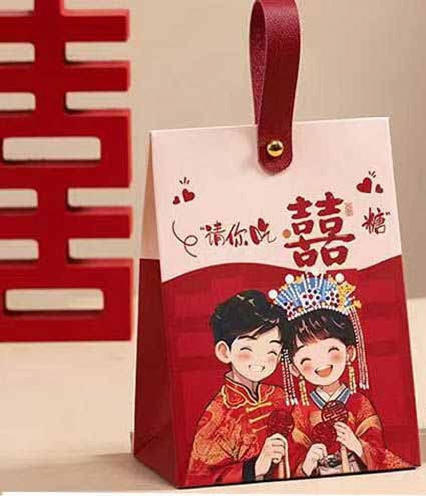 Big Red Chinese Wedding Candy Box with Cute Characters Traditional — free download