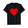 thumbnail image 1 of Big Red Heart T-Shirt Distressed Valentines Day Gift Top Tee, 1 of 5