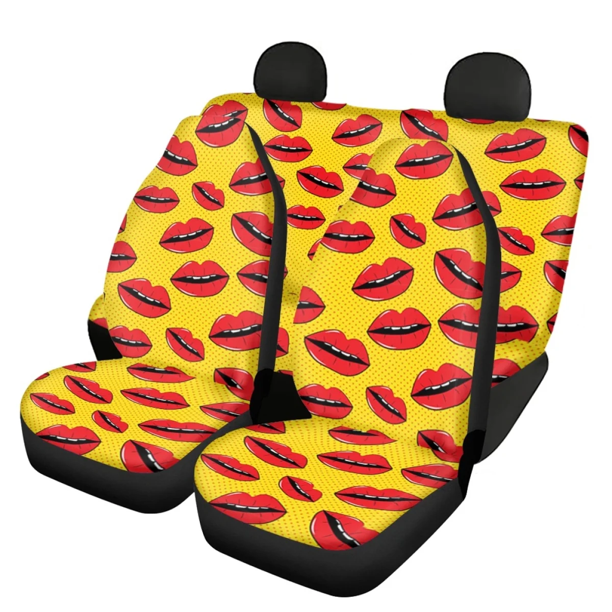 Big Red Lips Set of 4 Vehicle Seat Covers Durable Front and Rear