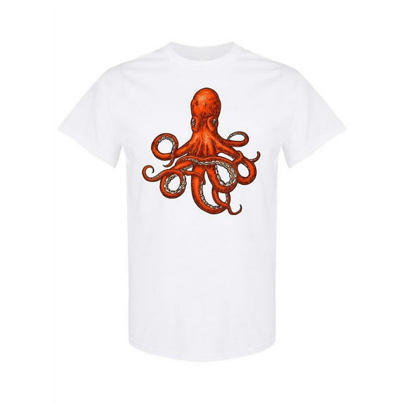 Big Red Octopus Design T-Shirt Men -Image by Shutterstock, Male Small