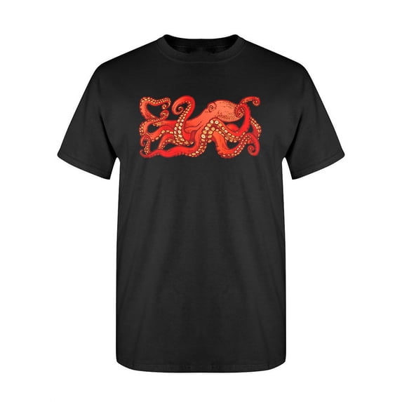 Big Red Octopus With Tentacles T-Shirt Men -Image by Shutterstock, Male Large