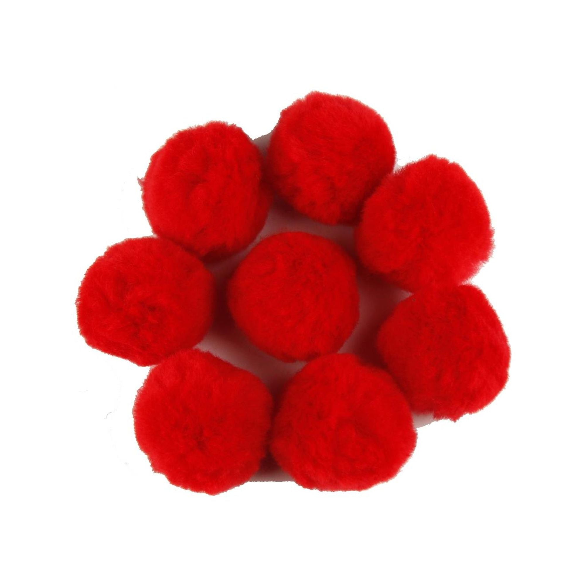 Bright Red Pom Poms 5cm 6 Pack