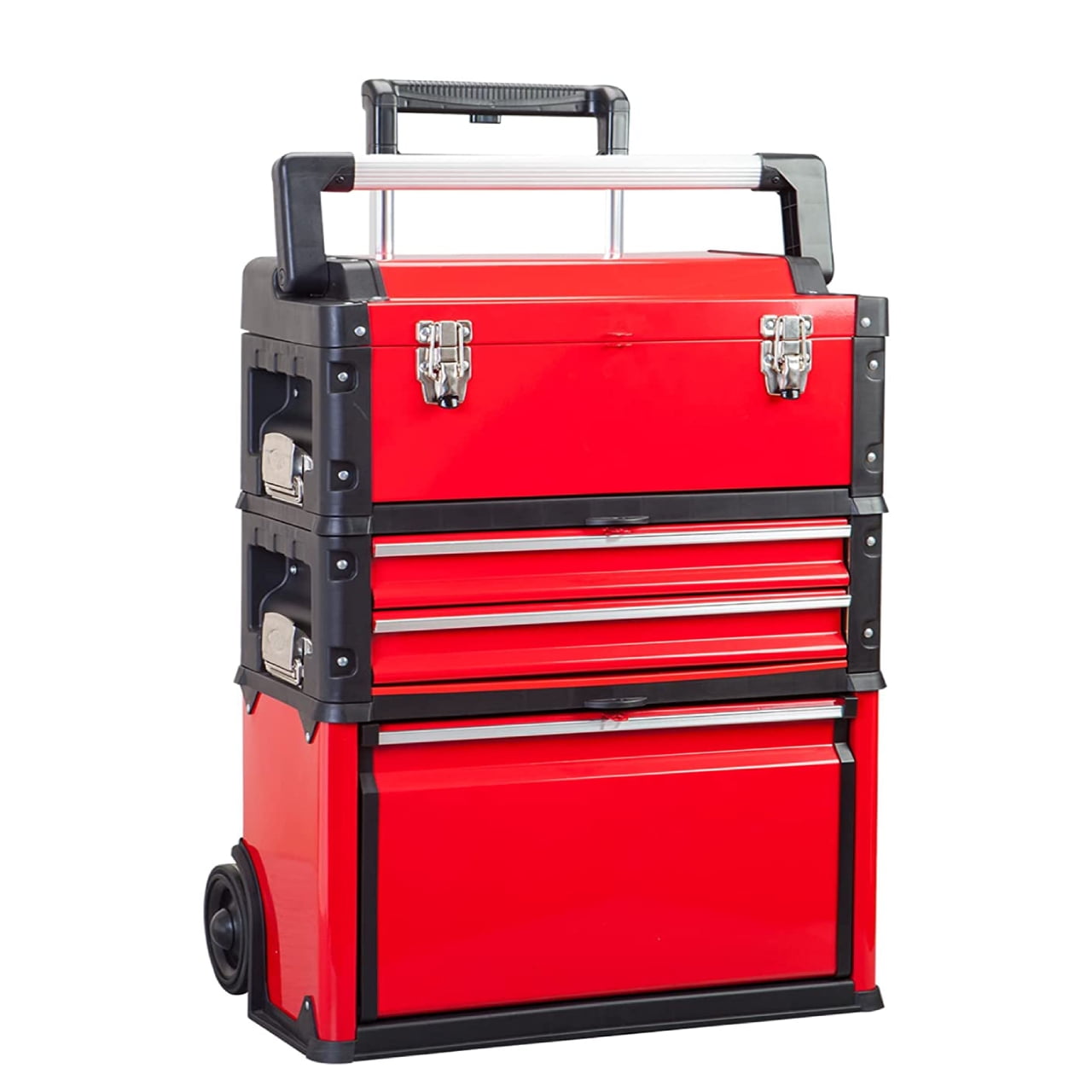 2-IN-1 Tool Chest & Cabinet, Large Capacity 8-Drawer Rolling Tool Box  Organizer with Wheels Lockable, Red 