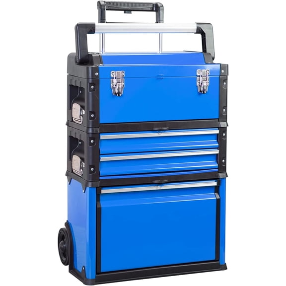 Big Red  Stackable Rolling Tool Box/Chest/Cabinet with Drawerd and Wheels for Garage Workshop,Blue,W305ABDU