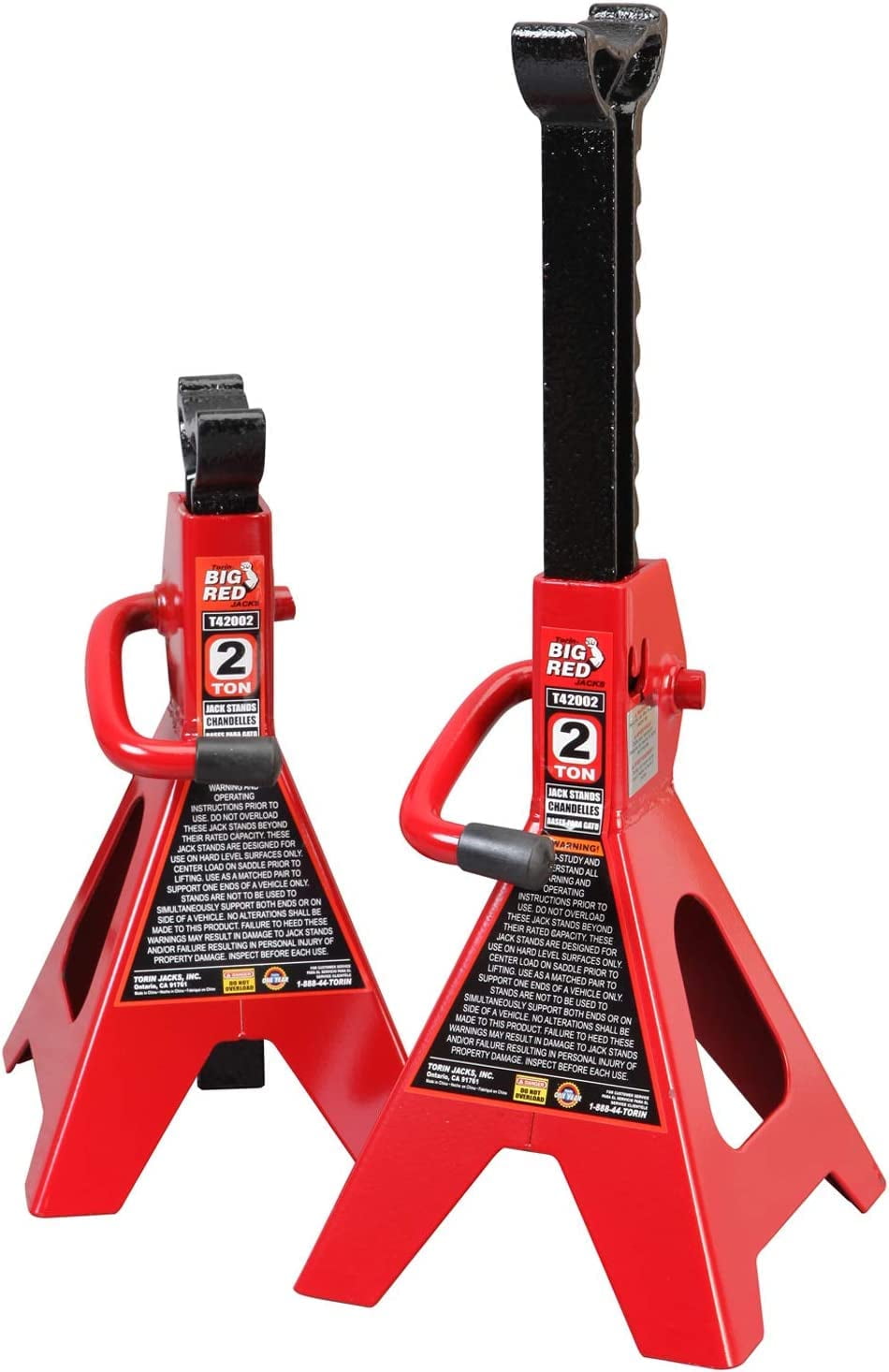 Big Red Steel Jack Stands: 2 Ton (4,000 lb) Capacity Car Jack Stand, Red, 1 Pair, W4202