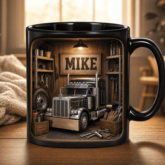 Big Rig Dad Custom Mug, Chrome Truck Accent Mug, Father's Day Gift for Dad