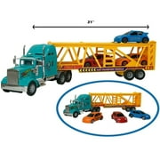 Big Rig Heavy Duty Tractor Trailer Car Transport Toy Truck with 3 Cars