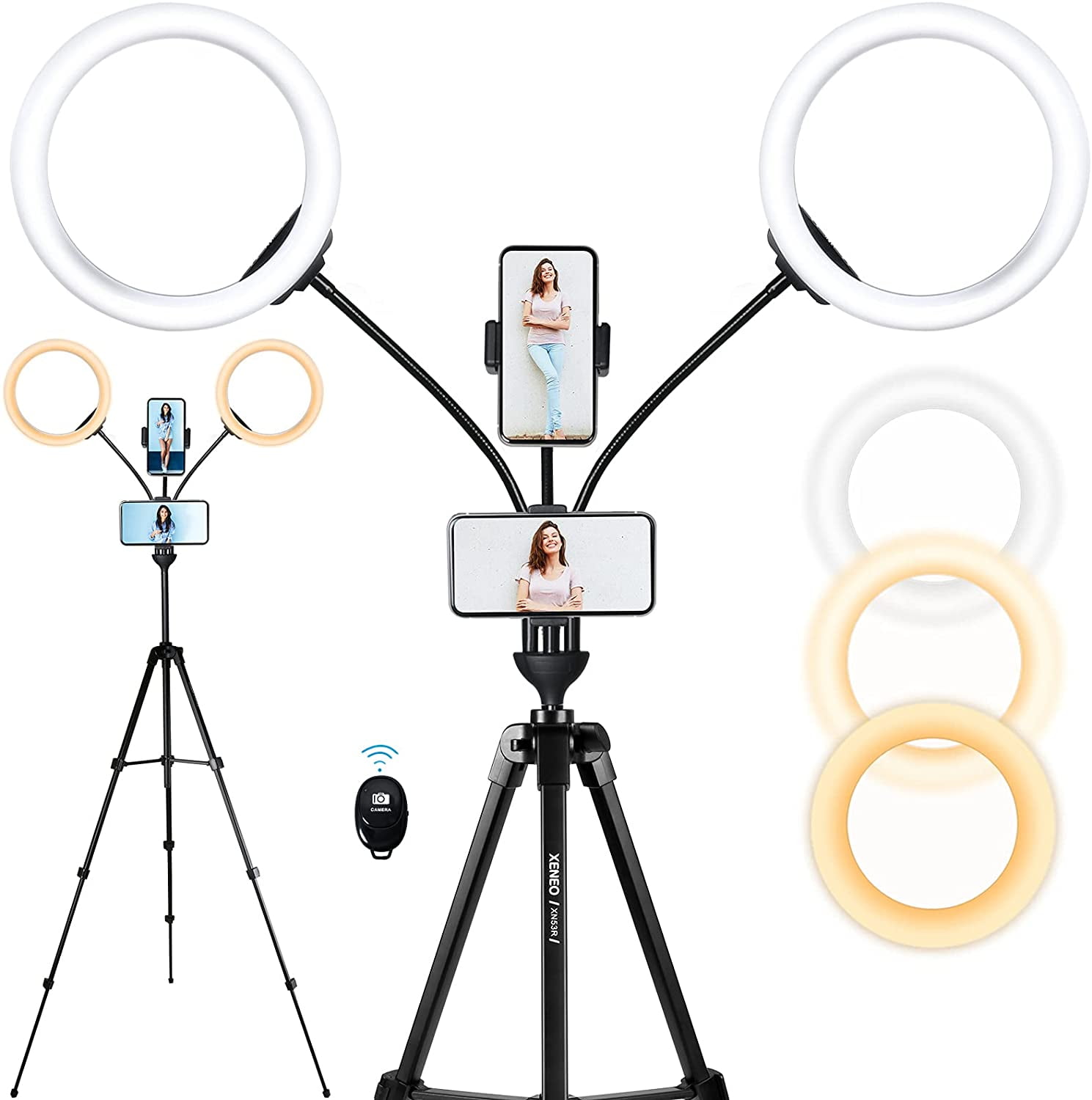 Dual 10'' LED Ring Light with Tripod Stand and Phone Holders