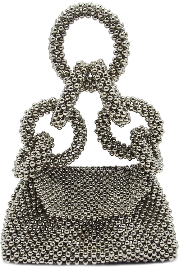 Big Ring Top Handle Bag Evening Wedding purse Beaded Handbag