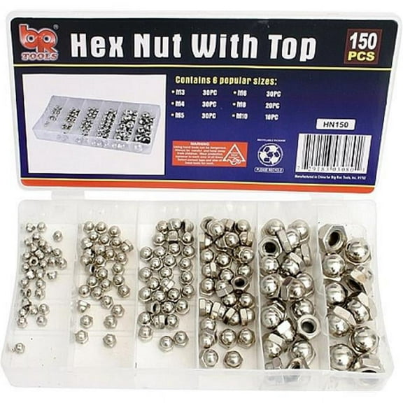 Big Roc Tools 150Pc Hex Nut With Top Assortment