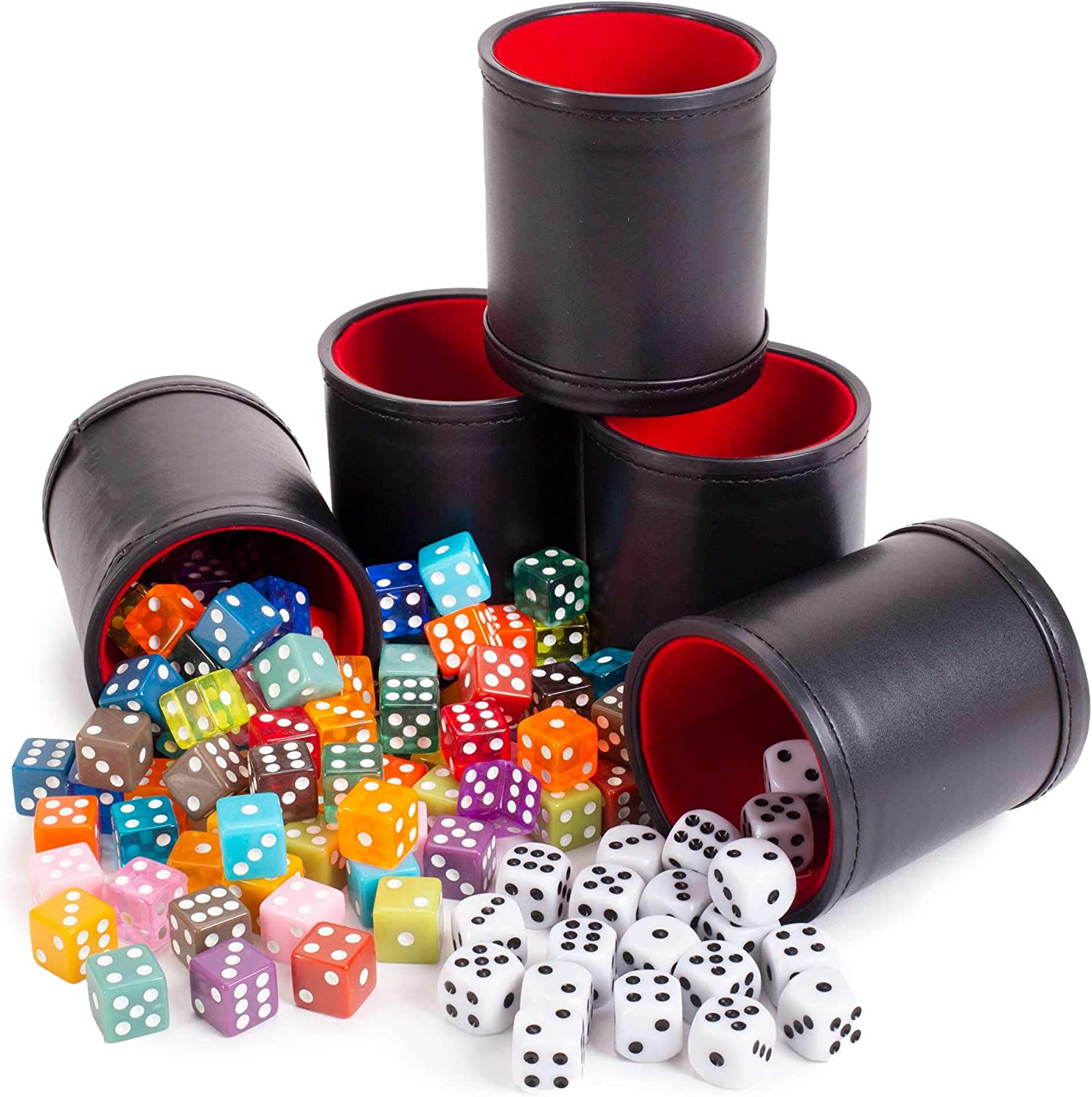 Big Rollers Game Bundle 5 Pack of Premium Felt Lined Leather Cups