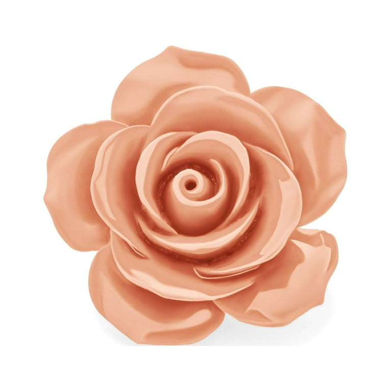 Big Romantic Floral Delicate 3D Carved Pink Rose Flower Brooch Pin