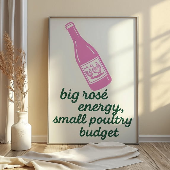 Big Rose Energy Chicken Wine Kitchen Bar Cart Art Kitchen Wall Art ...