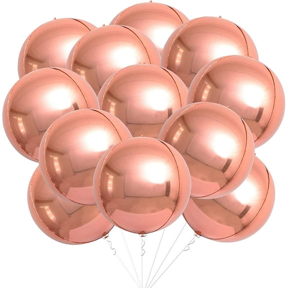 Big, Rose Gold Mylar Balloons - 12 Pieces, 22 Inch | Rose Gold Balloon, New Years Eve Party Supplies 2023 | Copper Balloons, Rose Gold Party Decorations | Rose Gold Balloons, Rose Gold Foil Balloon