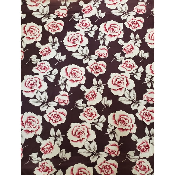 Big Roses Print on See Through Mesh Polyester Spandex Fabric