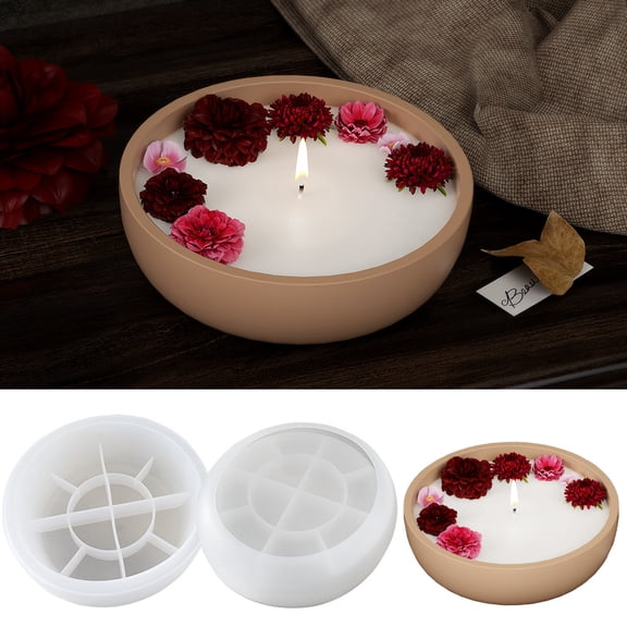 Big Round Bowl Resin Mold 8.2in Large Silicone Container Epoxy Resin Concrete Candle Holder Trinket Box Succulent Plant Pot Bathroom Vanity Tray Storage Craft Making Decoration