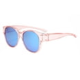 thumbnail image 1 of Big Round Sunglasses Men Women Oversized Blue Tinted Lens Frame UV Protection Transparent Champagne Shades for Travel Driving Outdoor, 1 of 5