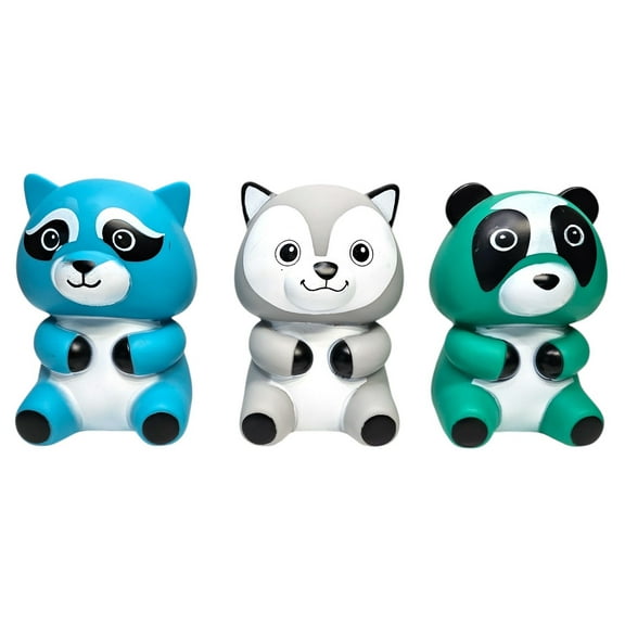 Big Rubber Belly Buddies Collectible (3 Pack Random Pick) (6 Inch) Colorful Animal Assortment Includes Tiger, Pig, Giraffe, Duck, Dog, Bear, Raccoon, Cat, Sloth, Wolf, Panda, Penguin (3 Pack Random)