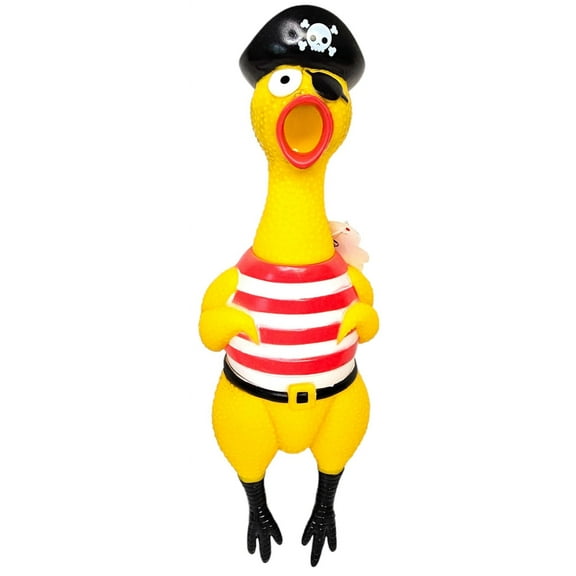 Big Rubber Chicken Collectible Mix (Pirate) 9.5" Fun Screaming Chicken for Parties