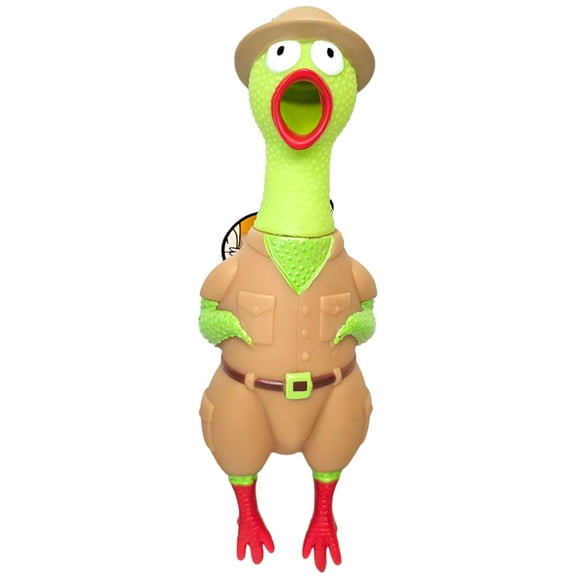 Big Rubber Chicken Collectible Mix (Safari Explorer) 9.5" Fun Screaming Chicken for Parties