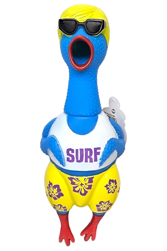 Big Rubber Chicken Collectible Mix (Surfer) 9.5" Fun Screaming Chicken for Parties