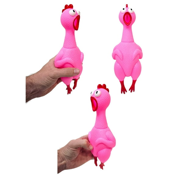 Big Rubber Chicken Collectible (Pink) (9.5 Inch) Multicolored Assortment Gag Gift Party Favor Carnival Prize (Pink)