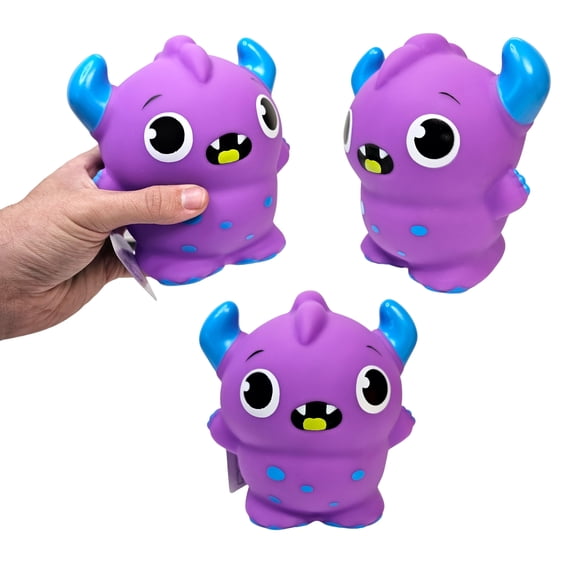 Big Rubber Monster Collectibles (Purple Monster) (6 Inch) Fun Unique Designs Make Noise When Squeezed Assorted Colors