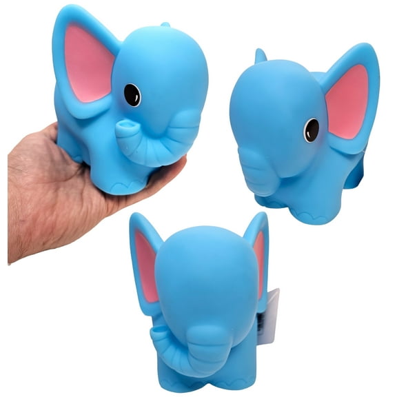Big Rubber Zoo Animal Collectible Mix (Elephant) (5"-6.5") Colorful Animal Figure Assortment Includes Tiger, Giraffe, Zebra, Elephant, Tiger and Monkey. (Elephant)
