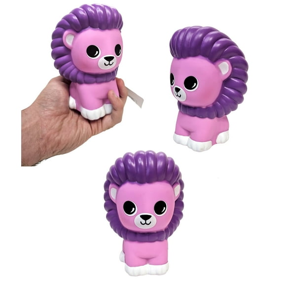 Big Rubber Zoo Animal Collectible Mix (Lion) (5"-6.5") Colorful Animal Figure Assortment Includes Tiger, Giraffe, Zebra, Elephant, Tiger and Monkey. (Lion)