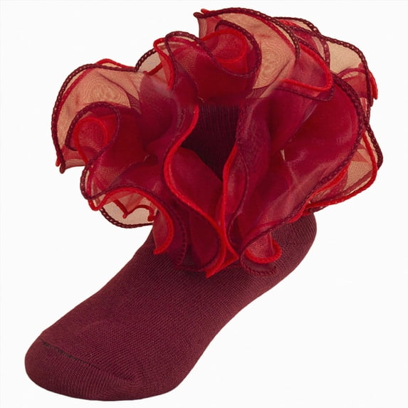 Big Ruffle Ankle Socks Baby Kids Double Lace Turn Cuff Sock for Girls Cute Frilly Dress Socks 0-6 Months 6-12 Months 2T 3T 4T 5T 6T 7T 8T 9T 10T Kids