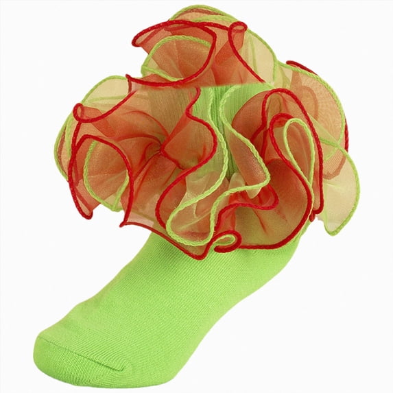 Big Ruffle Ankle Socks Baby Kids Double Lace Turn Cuff Sock for Girls Cute Frilly Dress Socks 0-6 Months 6-12 Months 2T 3T 4T 5T 6T 7T 8T 9T 10T Kids