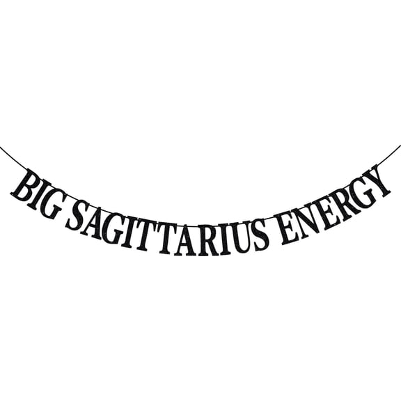 Big Sagittarius Energy Banner, Sagittarius Birthday Decor, 12 Zodiac Constellations Birthday Themed Party Decorations (Black)