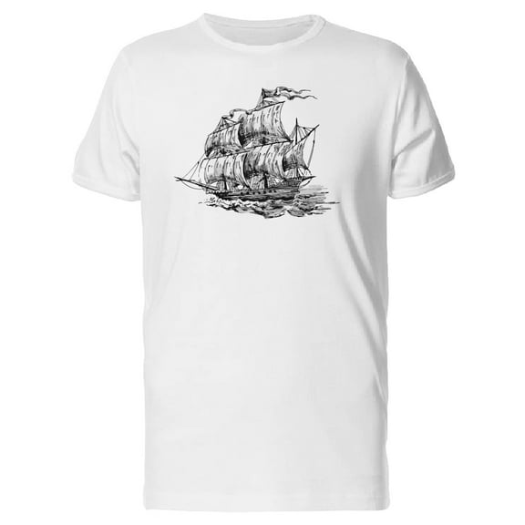 Big Sailing Ship On Sea T-Shirt Men -Image by Shutterstock, Male Medium