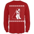 thumbnail image 1 of Big Saint Bernard Ugly Christmas Sweater Red Long Sleeve T-Shirt, 1 of 1