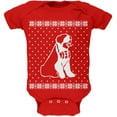 thumbnail image 1 of Big Saint Bernard Ugly Christmas Sweater Red Soft Baby One Piece - 18 month, 1 of 1