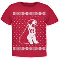 thumbnail image 1 of Big Saint Bernard Ugly Christmas Sweater Red Toddler T-Shirt, 1 of 1