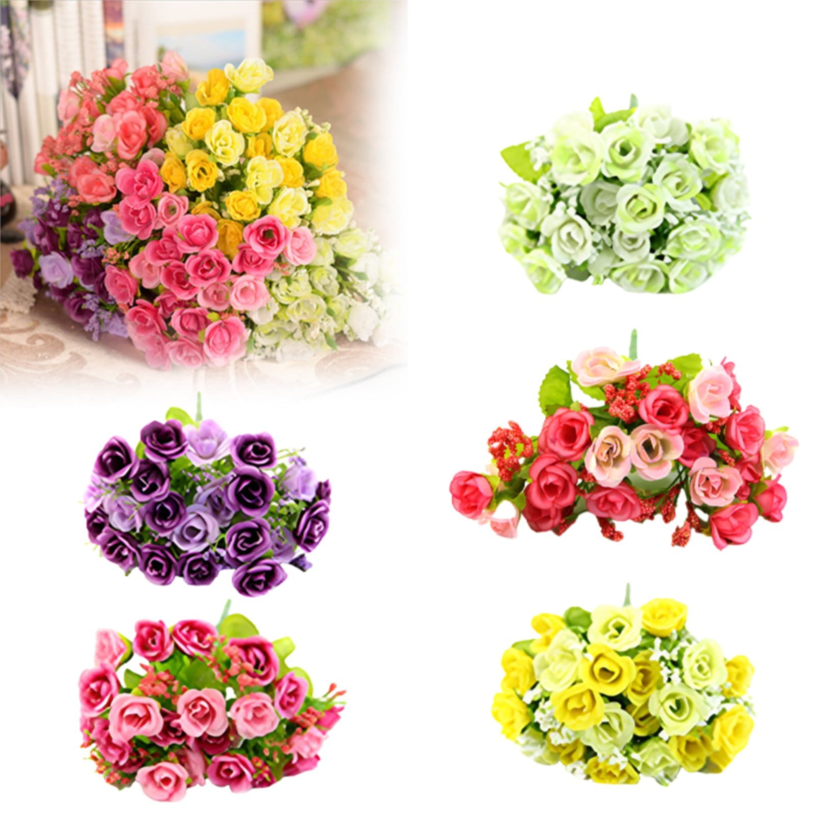 Big Sale! 1*21 Artificial Roses 21 Artificial Roses Silk Yellow Roses with Long Stems for Wedding Bouquets Vases for Flower Arrangement Home Imitation Products Clearance!