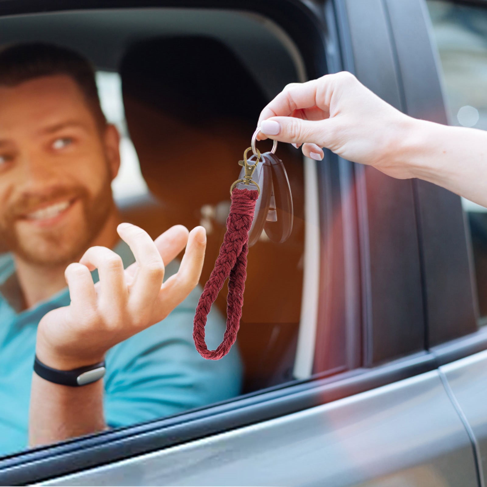 Clearance Sale!Souwang Handmade Woven Cotton Rope Keychain Bracelet