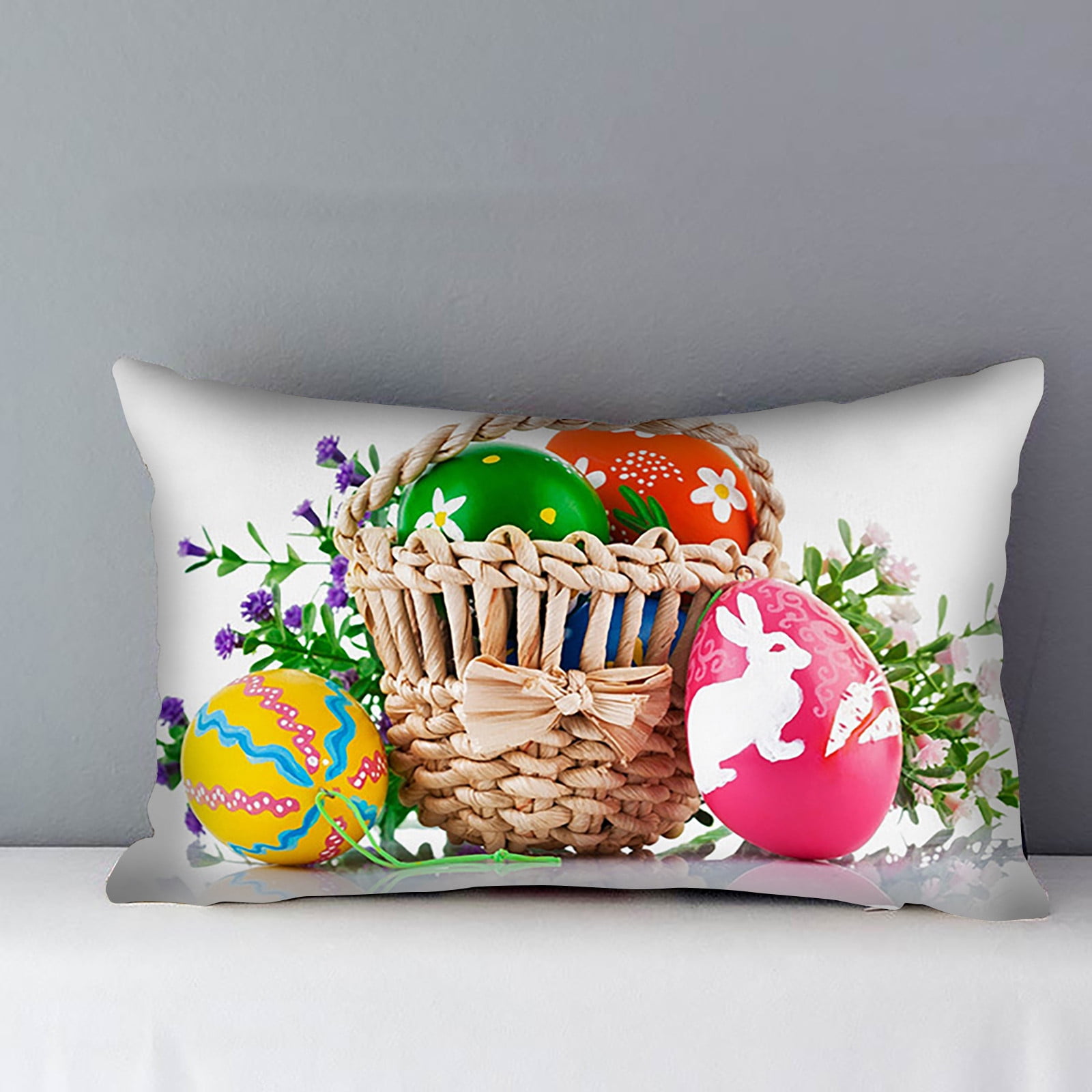 Big Sale!Dqaoklbdg Throw Pillow Covers,Easter Bunny Pattern Cushion