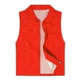 thumbnail image 1 of FUNUONY Fleece Vest Lapel Sleeveless Pockets Zipper Placket Mesh Outdoor Vest Color Work Waistcoat High Visibility Vest Winter Coats for Women Cropped Cardigan for Women Red L, 1 of 6