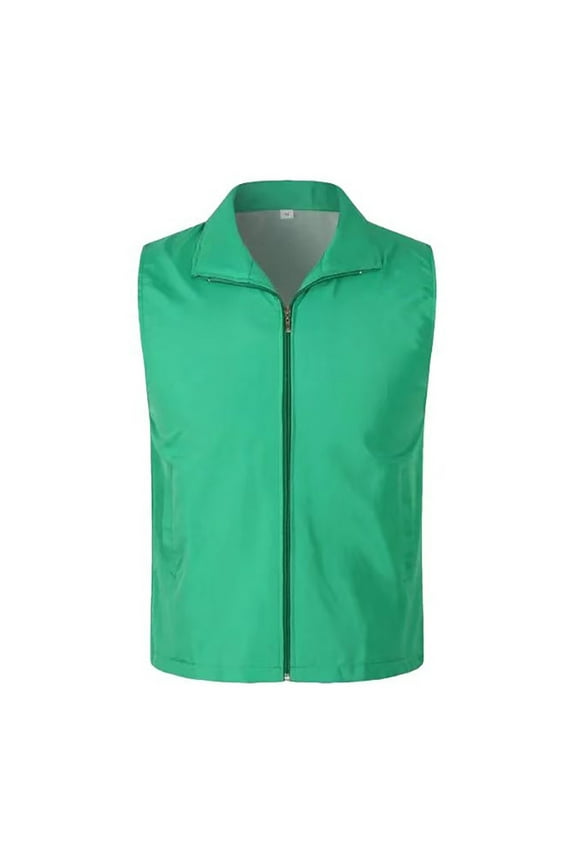 Fleece Vest Lapel Sleeveless Pockets Zipper Placket Mesh Outdoor Vest Color Work Waistcoat High Visibility Vest Winter Coats for Women Cropped Cardigan for Women Green 2XL