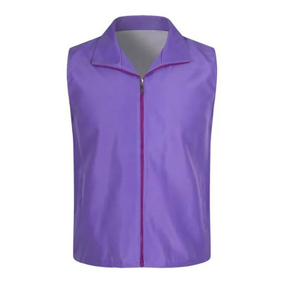 FUNUONY Fleece Vest Lapel Sleeveless Pockets Zipper Placket Mesh Outdoor Vest Color Work Waistcoat High Visibility Vest Winter Coats for Women Cropped Cardigan for Women Purple 3XL