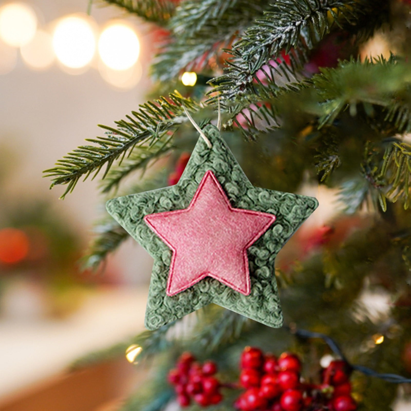 Big Sale! Feinib 1 x Pendant, Christmas Decorations Christmas Tree Five Pointed Star Pendant