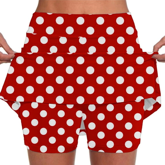 FUNUONY High Waisted Golf Skirts for Women A Line Tennis Athletic Casual Skort with Inner Shorts Pockets Elastic Yoga Culottes for Solid Color Athletic Shorts Lightweight Skinny Floral Joggers