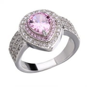 Big Sale! MIARHB 925 Sterling Silver Natural White Sapphire Diamond Ring Pink