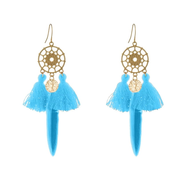 Big Sale! Moiity Alloy Dreamcatcher Earrings Tassels Feather Earrings