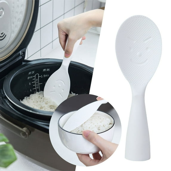 Piaybook Standing Rice Serving Rice Spoon Plastic Creative Non Stick Face Scoop Household Kitchen Tools White