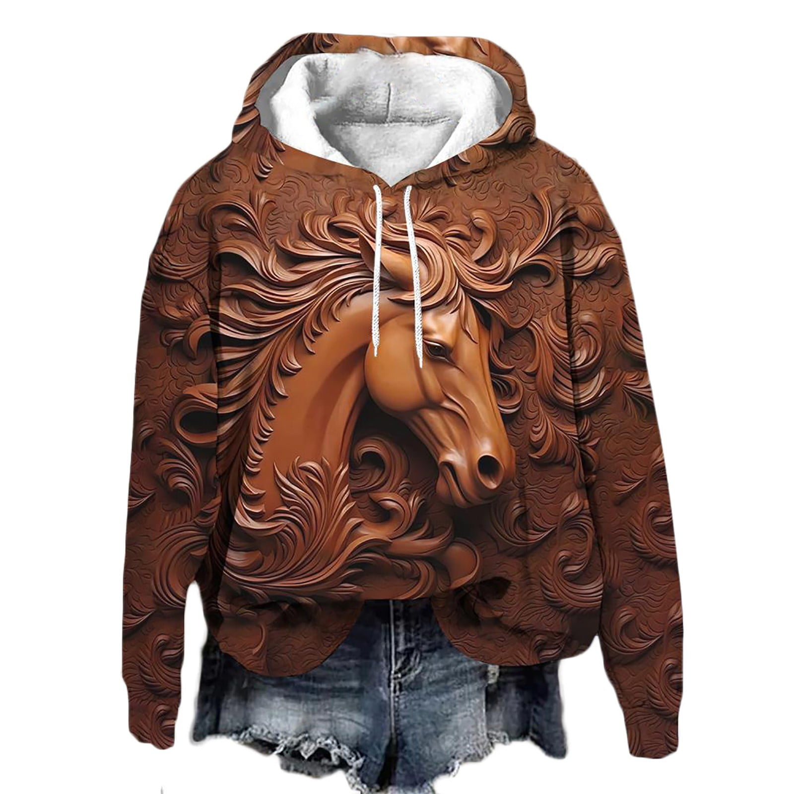 Big Sale! Unolxmxbk Essentials Hoodie Ladies' Animal Printed Hooded