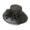 thumbnail image 1 of FUNUONY Women Girl Tea Party Fascinator Hat Church Cocktail Easter British Organza Veil Dress Wide Brim Hat Cap Derby Hats for Women Party Daily Bridal Wedding Fascinator Tea Cap Hat Caps, 1 of 2