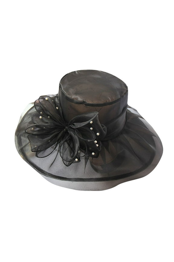 Women Girl Tea Party Fascinator Hat Church Cocktail Easter British Organza Veil Dress Wide Brim Hat Cap Derby Hats for Women Party Daily Bridal Wedding Fascinator Tea Cap Hat Caps